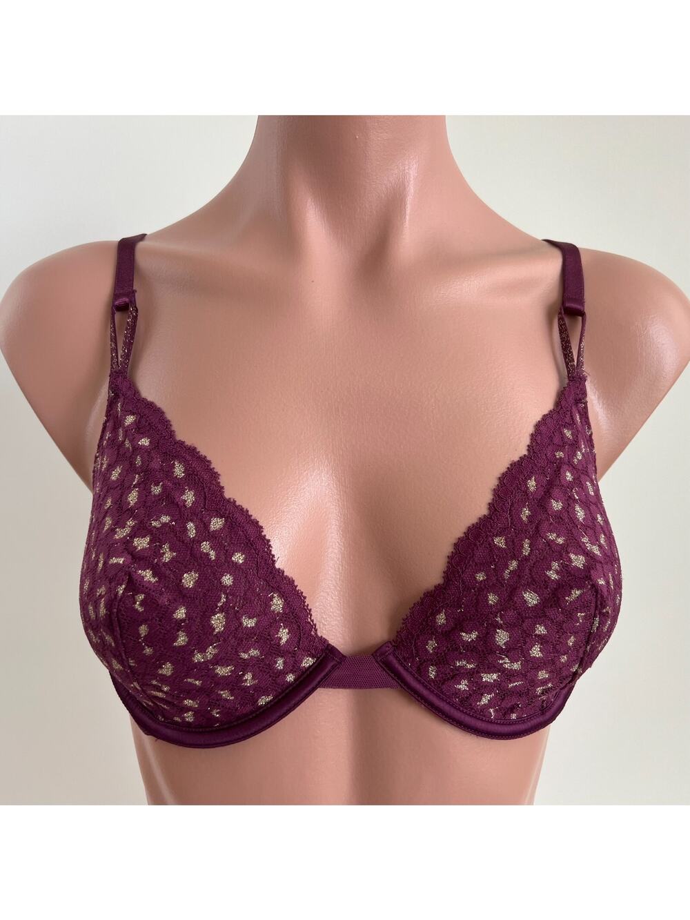 Victoria's Secret Unlined Underwire Demi Bra Maroon Size 34C NWT